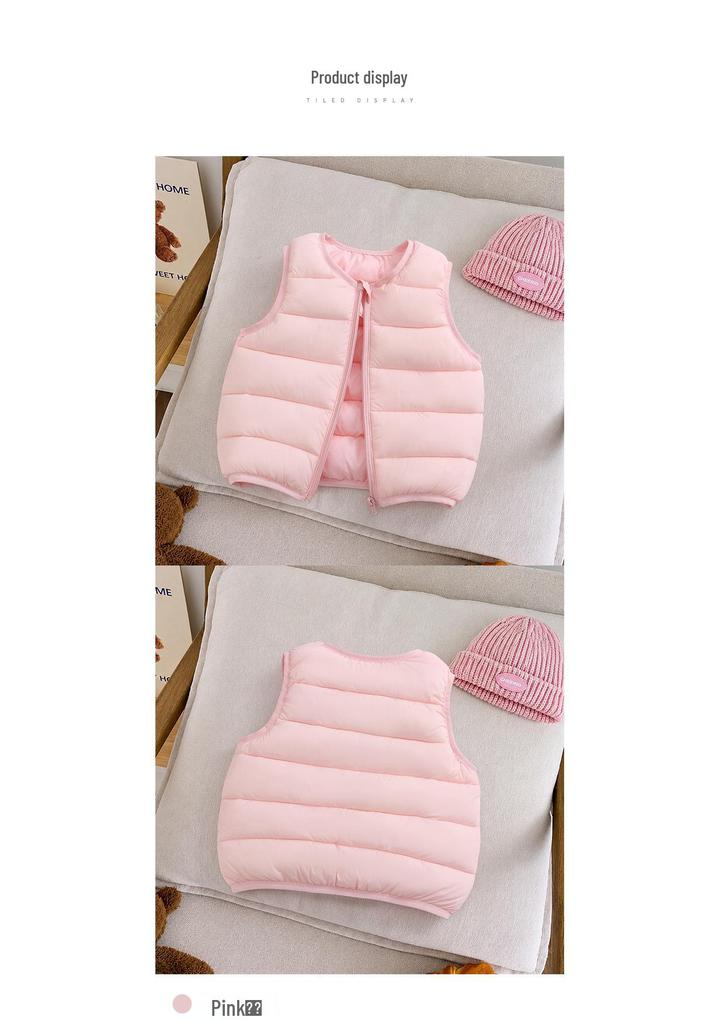 2026 Autumn/Winter Kids' Lightweight Cotton Vest: Unisex Korean Style Warm Solid Color Cape for Toddlers