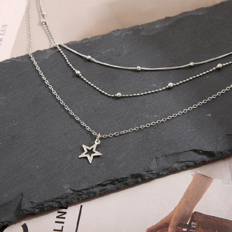 Fashion Edgy Star Pendant Necklace Handmade Clavicle Chains for Women Girls