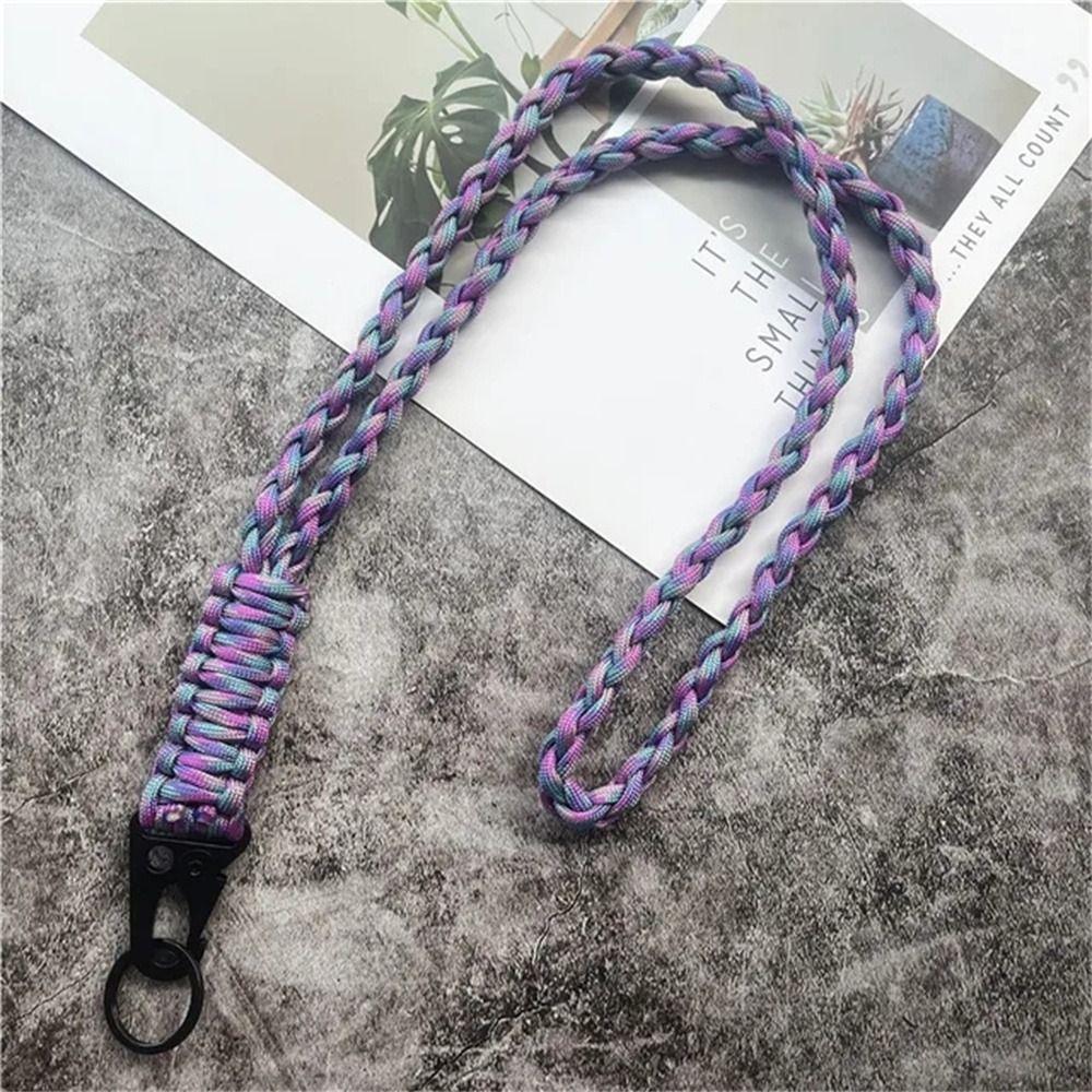 Metal Clip Paracord Neck Lanyard Parachute Rope Umbrella Rope Keychain  Outdoor Survival