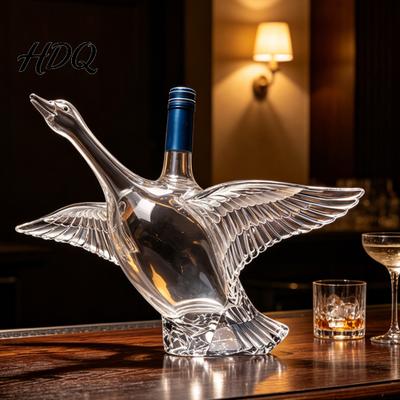 Diseño Único de Botella de Vino Forma de Ganso Pájaro Decantador de Whisky Animal de Vidrio 3D