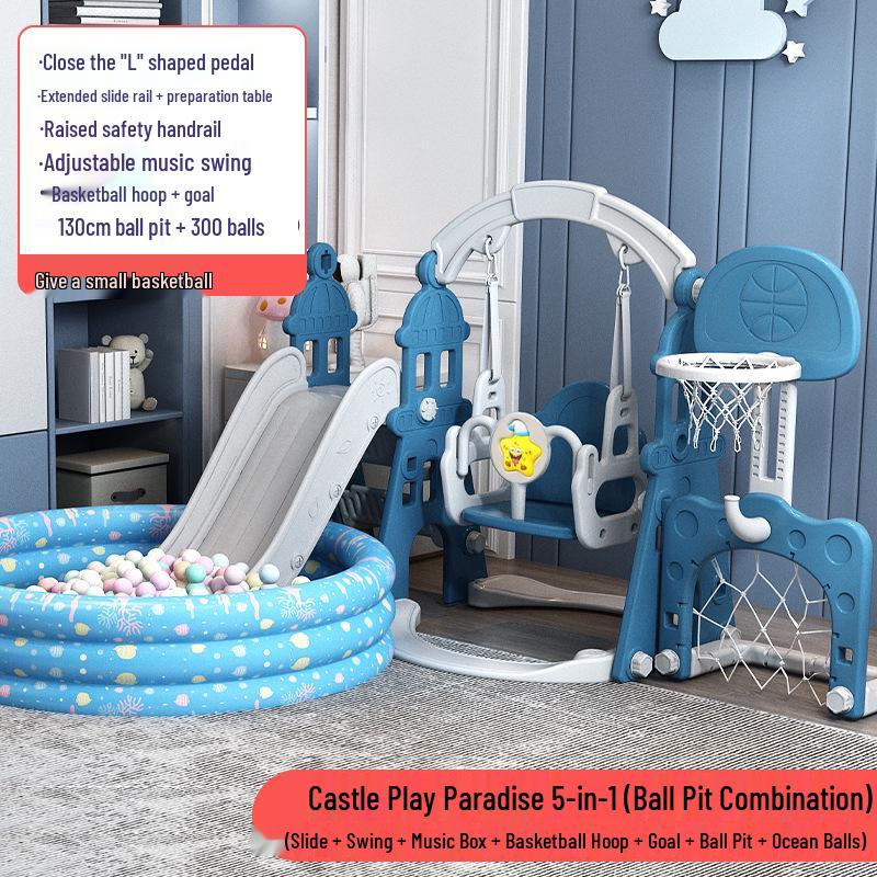 4-in-1 Indoor/Outdoor Kids Playset: Slide, Swing & More