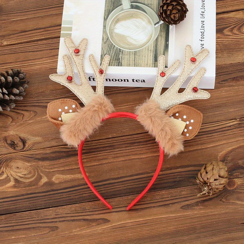1Pc Christmas Cute Deer Antler Bell Plastic Headband for Holiday Parties, Living Room Window, Glass Door