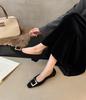 Mori Ship--Temperament commuter low-heeled shoes 2025 autumn new round head versatile thick-heeled single shoes women's square buckle work shoes