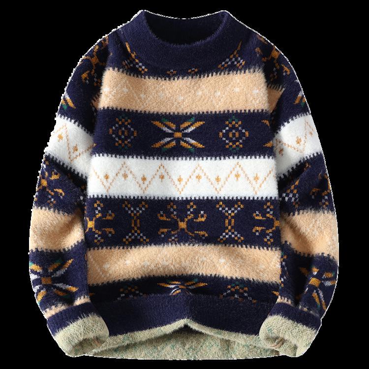 

Хит продаж Взрывной Осенне-зимний Новый Повседневный Трикотажный Свитер с Полувысоким Воротником, Свитер, Куртка из Ниток M тёмно-синий