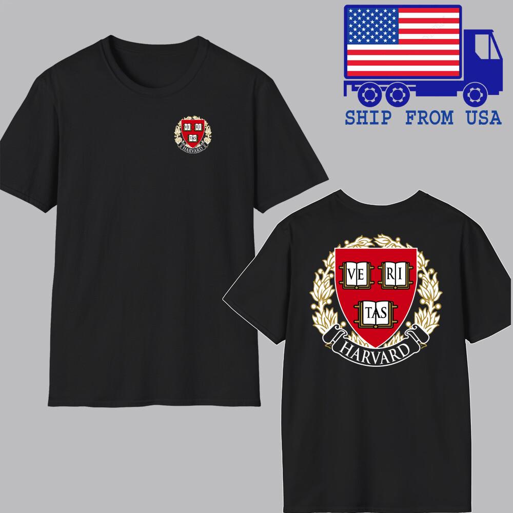 Harvard University College Men#039;s Black Size S5XL Unisex T-Shirt S
