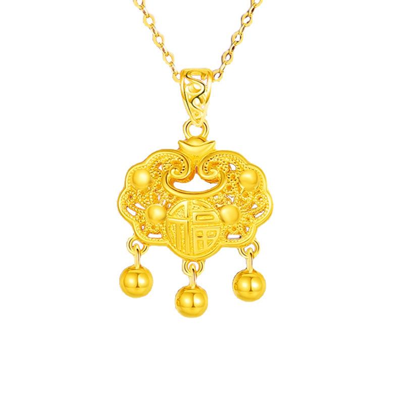 S925 Sterling Silver Baifu Safety Lock Longevity Lock Ruyi Silver Necklace Fu Character Clavicle Chain