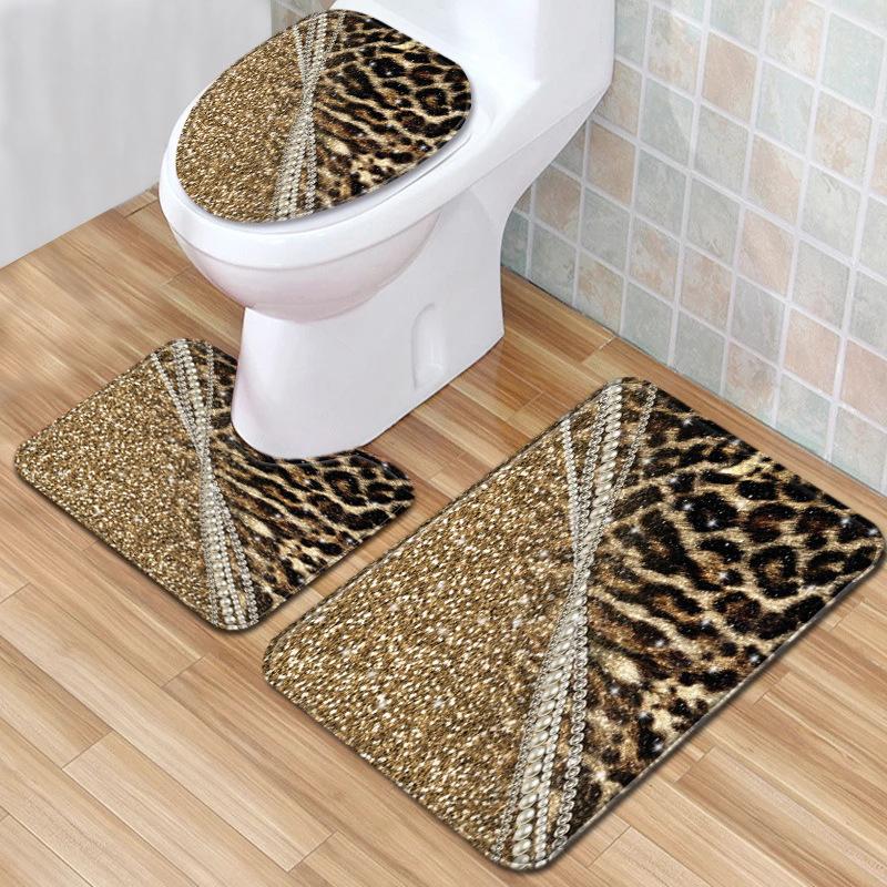 Marmorstrukturierte Toilette Dreiteilige Bodenmatte Fußmatte Badezimmerteppich