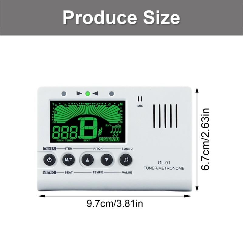 Portable Chromatic Tuner and Metronome for Musicians with Wide Frequency Range 430Hz 450Hz