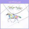Trendy Rainbow Pony Pendant Earring Necklace Set With Colorful Gradient Design