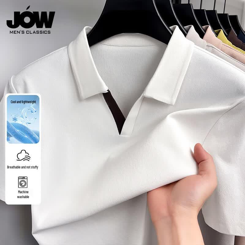 

JOW Men s Seagull Collar Smart Casual Short Sleeve T-Shirt 4XL