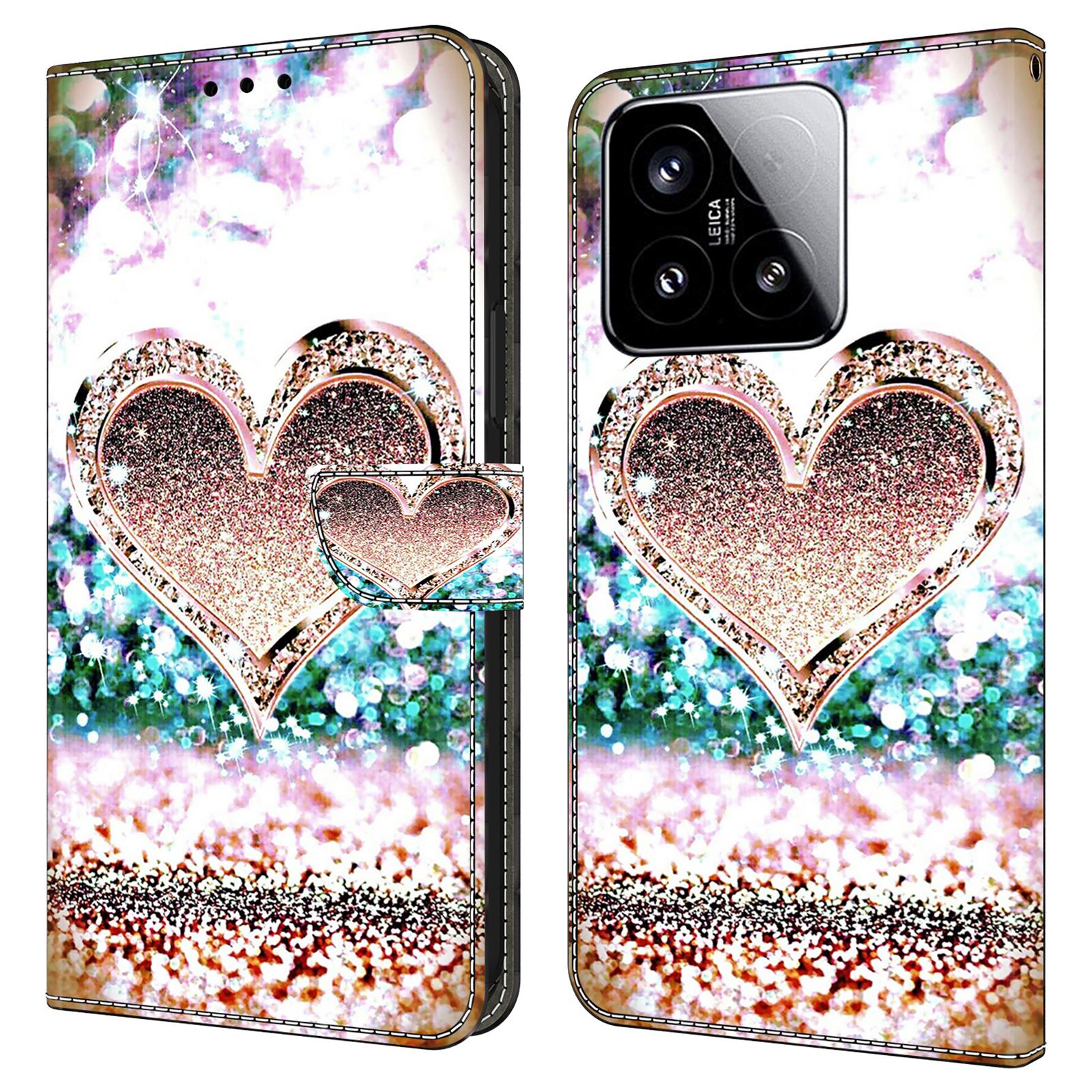 

For Xiaomi 15 Case 3D Pattern PU Leather Wallet Phone Cover with Stand E