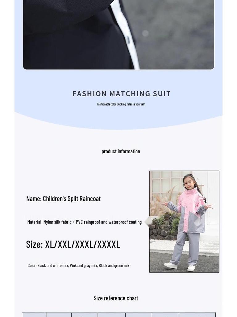 2023 Kids' Raincoat & Rain Pants Set - Boys & Girls Full Body Poncho for School