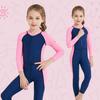 Children One Piece Diving Suit Long Sleeve Fast Dry Swimwear Snorkeling Wetsuit(female Dark Blue XXL)