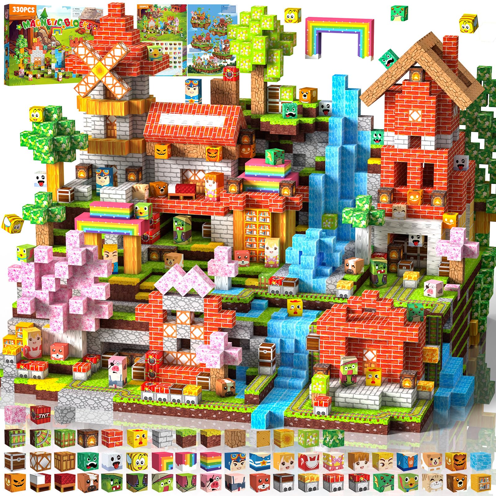 330pcs Magnetic Building Blocks, Magnetic Stacking Blocks, 3D Puzzle Toy, Building Set, Enhanced Magnetic Force, DIY Magnetic Construction Blocks, Edu