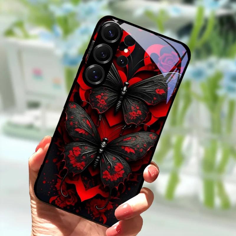 Für Samsung S23 FE Cartoon Glas Hülle S22+ / S23+ Harte PC Gehärtetes Glas Handyhülle Für Galaxy S 22 S 23 Ultra Stoßfeste Hüllen