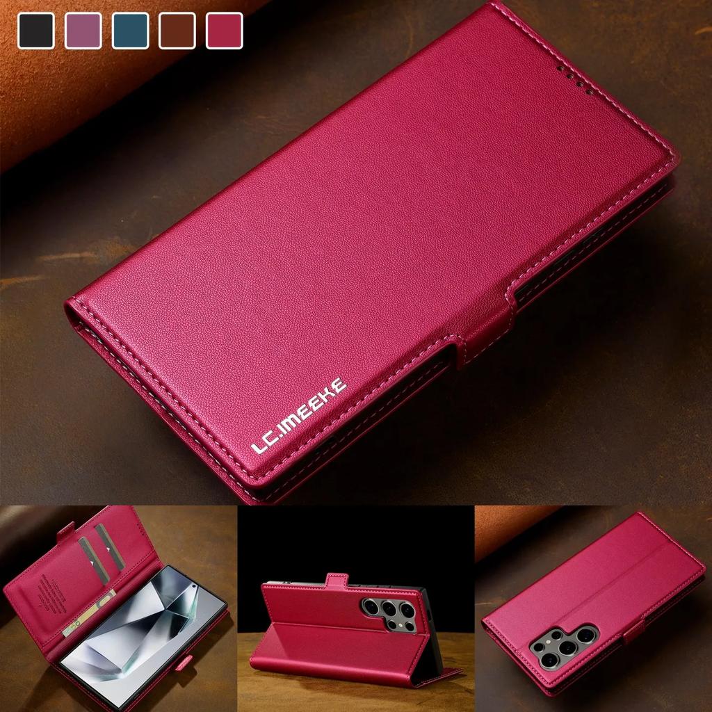 LuxuryLeather Business Phone Case for Samsung Galaxy S26 Ultra S25Ultra S24ultra Flip Cover Card Cases Carcasa