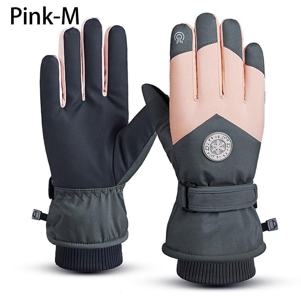 Waterproof Touch Screen Winter Fleece Riding Gloves PU Leather Ski Gloves Snow Gloves
