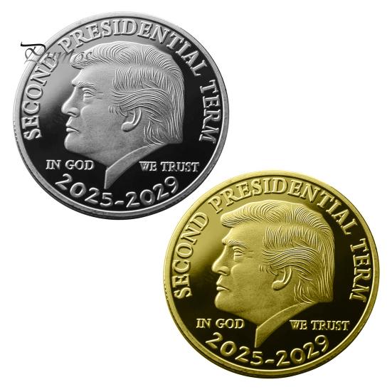 Trump Minnemynt Andre Presidentperiode 2025-2029 In God We Trust Suvenirmynt Samleobjekt Metallmynt MAGA/KAG Gave til Samlere