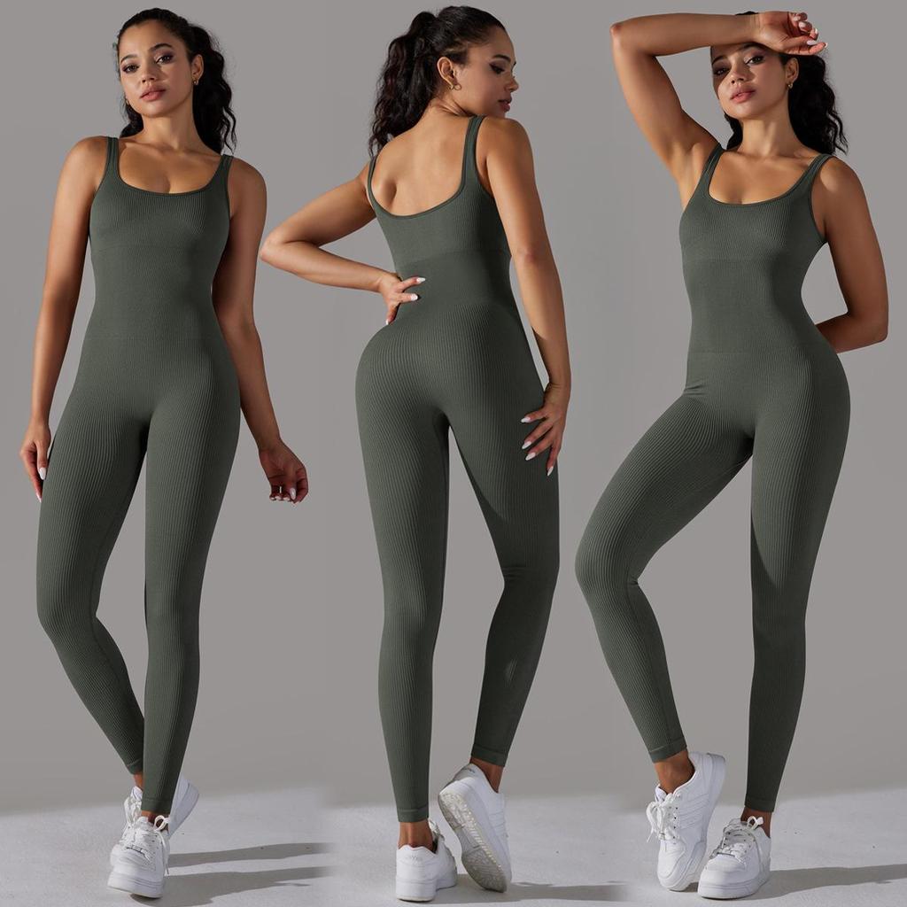 Seamless Ribbed Yoga Bodysuit: Tummy Control & Hip Lift for Women