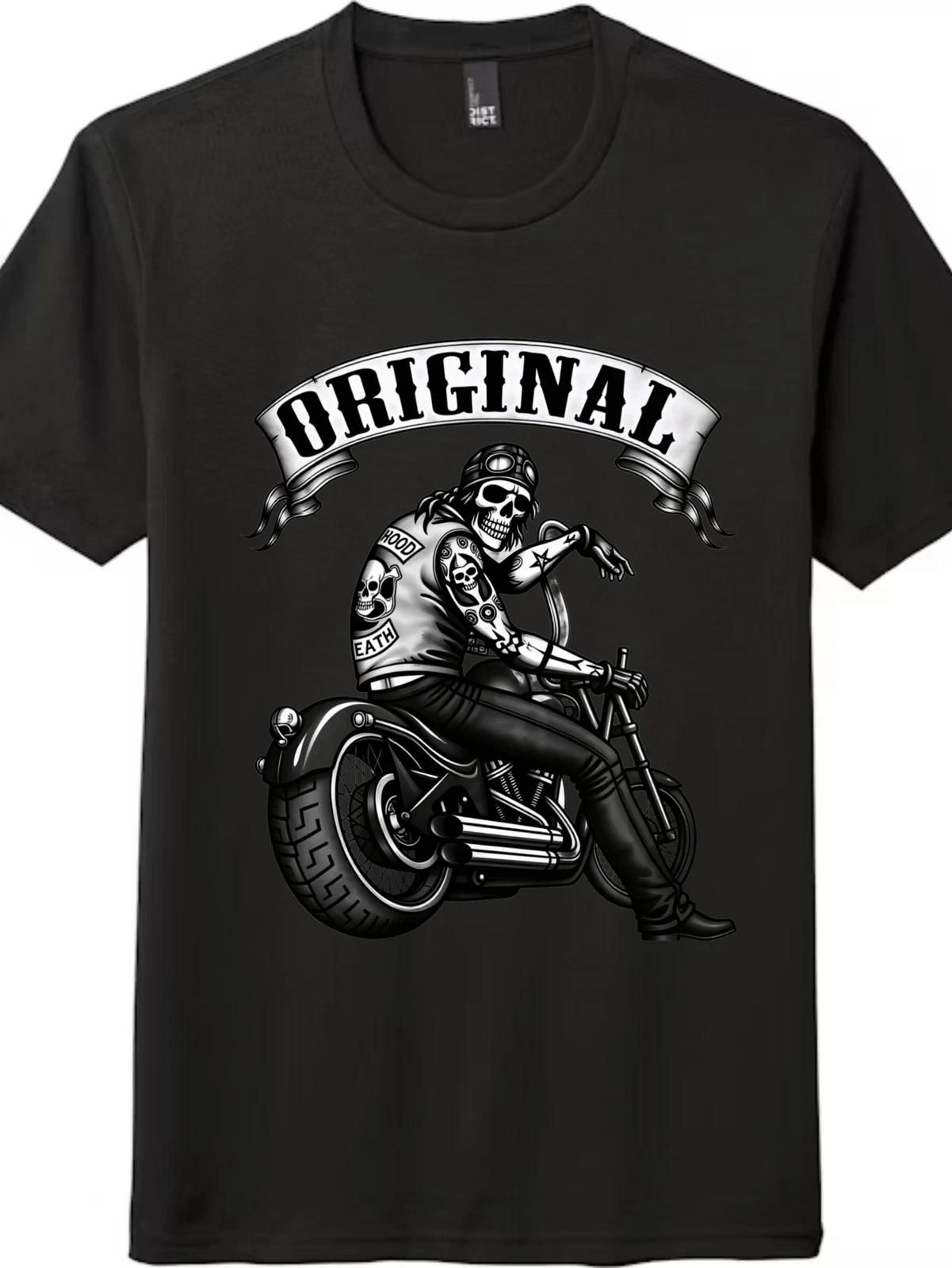 Original Skeleton Biker Graphic Unisex Casual T-Shirt M