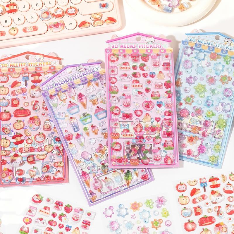 Cute Cartoon Animals Drop 3D Relief Sticker Scrapbooking Diy Diary Phone Case Stationery Sticker Collect Stickers Book Kids Gift