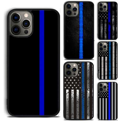 Etui na telefon z flagą amerykańską w stylu policji w kolorze niebieskim i cienkim na iPhone'a 5 6 7 8 Plus X XR XS SE2020 Apple 11 12 13 mini Pro Max