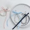 Ballet Style Ribbon Bowknot/Butterfly/Heart Key Rings Beaded Keychain Pendant Bag Accessory for Fashion Enthusiasts