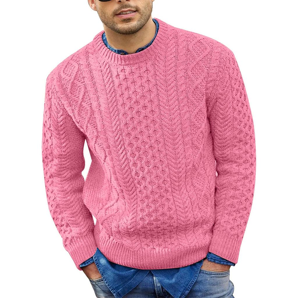 Meeste kampsun Solid Fashion ümara kaelusega pikkade varrukatega kootud topp