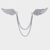 Korean New Fashion Four Stars Zircon Tassel Chain Metal Brooch for Women Men Suit Pin Cloth Moon Corsage Pin Clothing Jewelry