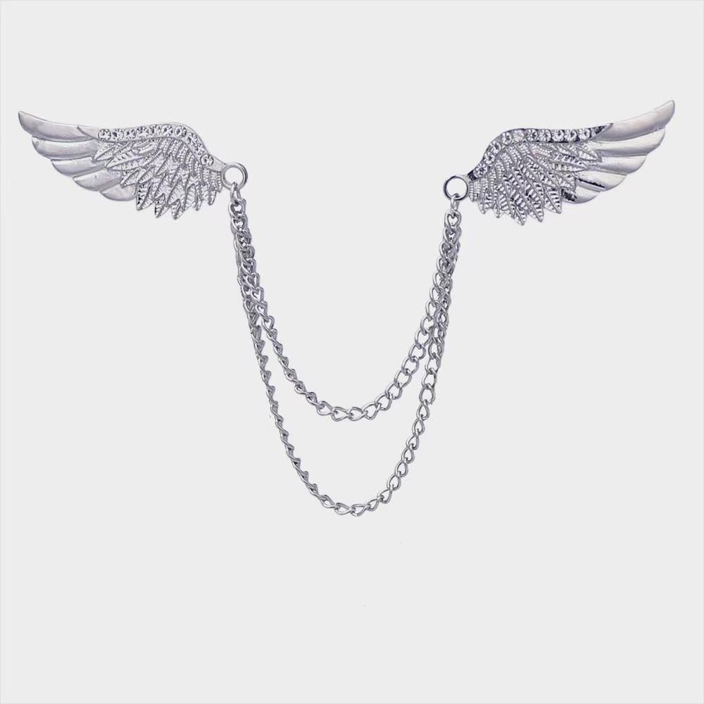 Korean New Fashion Four Stars Zircon Tassel Chain Metal Brooch for Women Men Suit Pin Cloth Moon Corsage Pin Clothing Jewelry