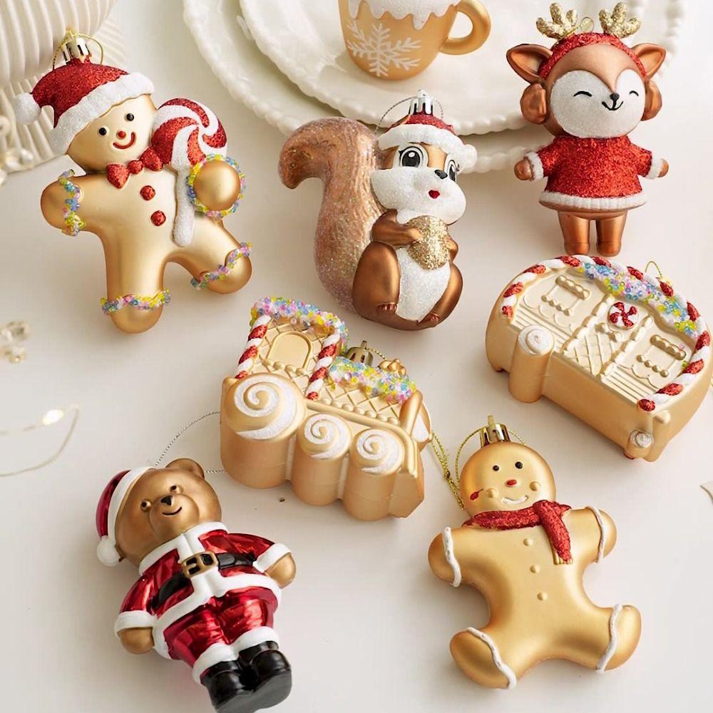 Plastic Fox Bear Pendant Colorful Christmas Resin Pendant Christmas Tree Decoration Xmas