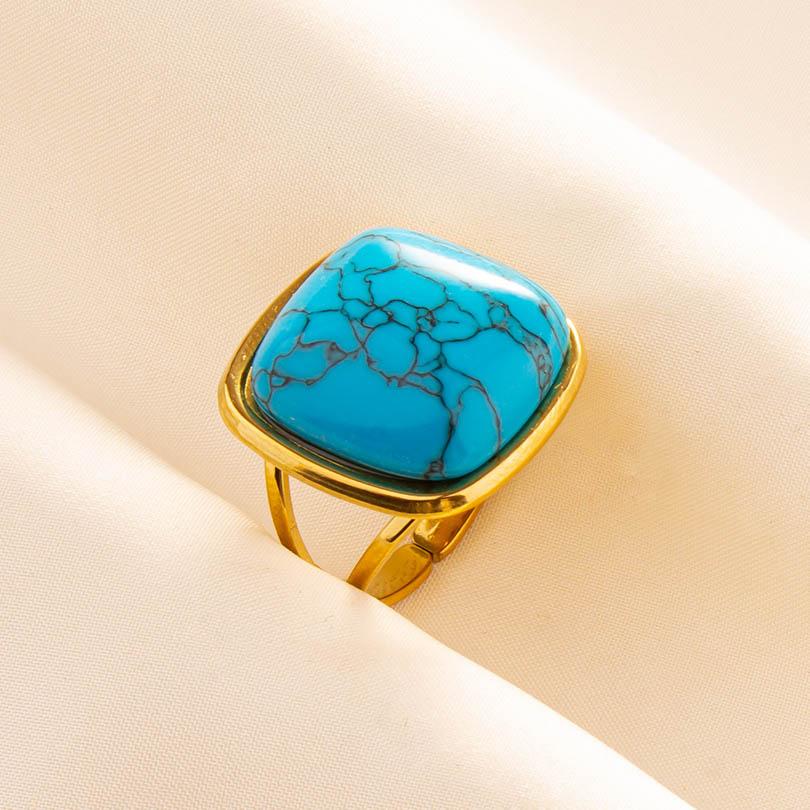 1pcs Blue Stone Ethnic Vintage Open Adjustable Sun Heart Star Stainless Steel Rings For Women Men Accessories Jewelry Bague Gift