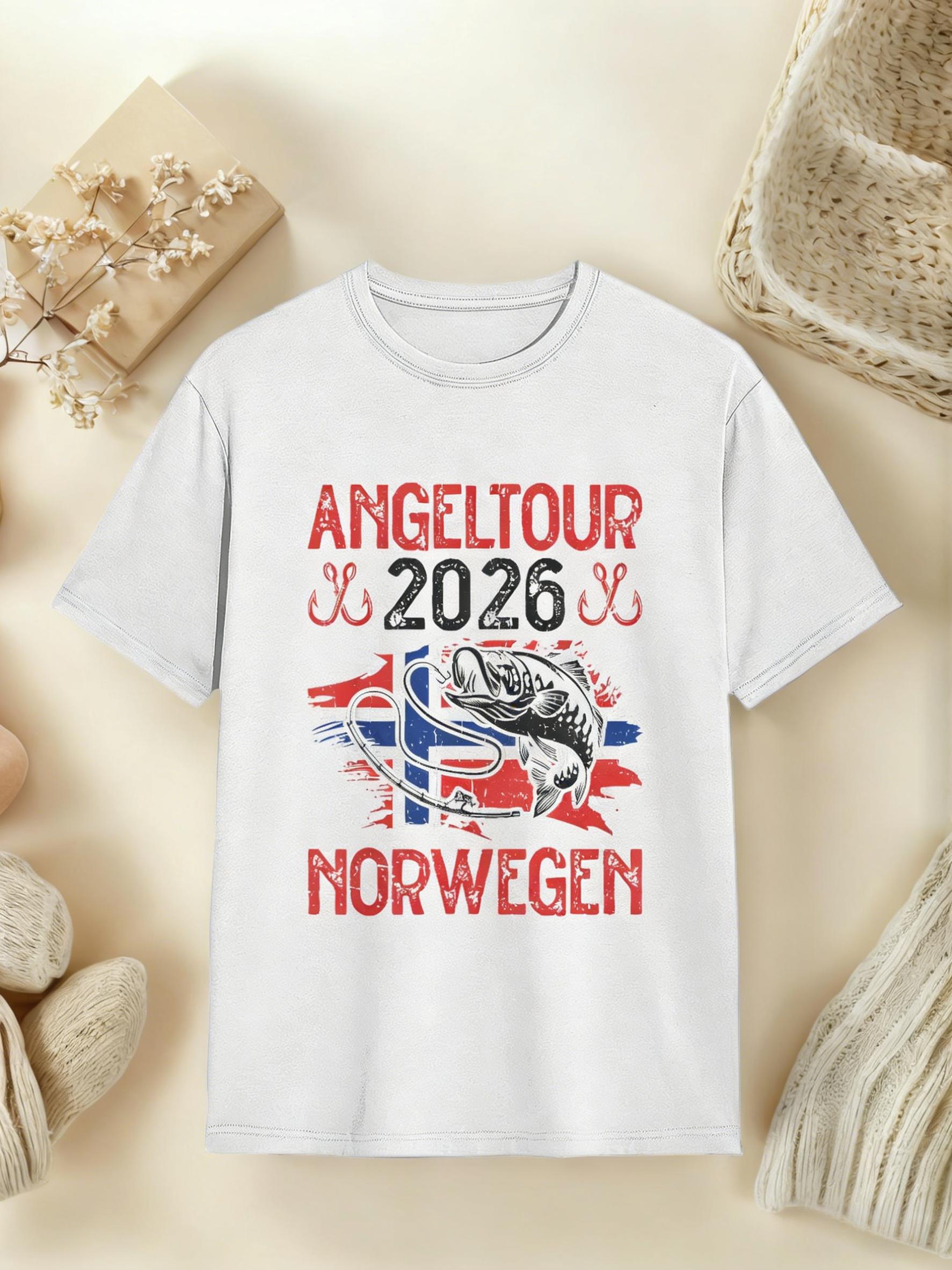 New Men s and Women s Norwegian Fishing Trip T-shirts with Norwegian and Fish Design. Suitable All Seasons XXXL