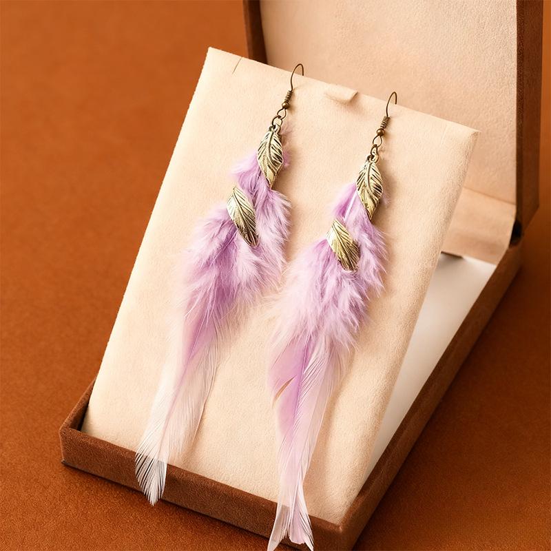 Bohemian Tassel Feather Earrings: Retro Ethnic Style for a Chic European & American Look