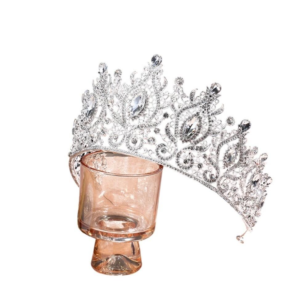Koreanischer Stil Metall Prinzenkronen Bar Mitzwa Krone Runde Tiaras Retro Barock Kristallkrone Königin