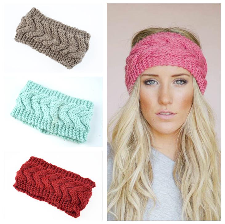European American Handmade Elastic Yarn Women's Headband Autumn Winter Warm Hair Accessories Ear Protection Twist Knitted Design