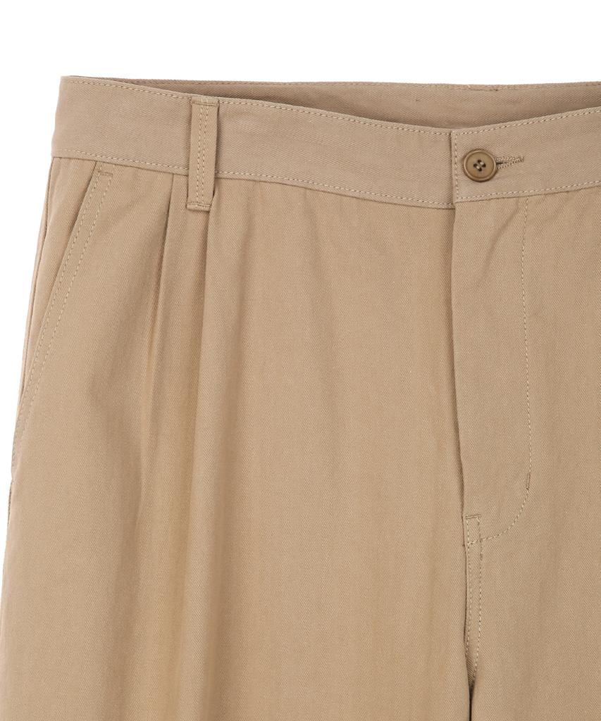 IL CORSO Herringbone Two-Tuck Wide Chino Pants Dark Beige