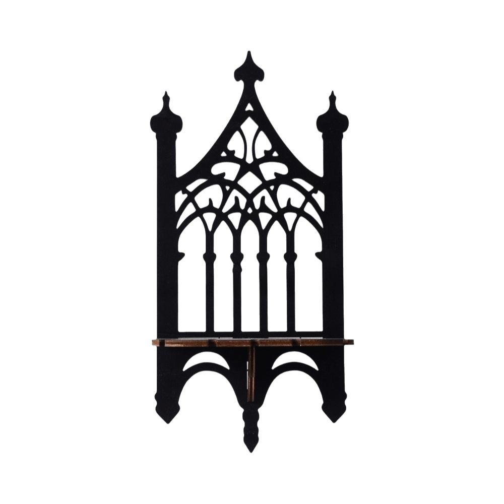 Gothic Style Floating Shelves Wooden Wall Hanging Decor Home Decor Wall Mounted Shelf Indoor Use