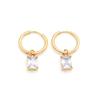 Wind Rectangular Zircon Earrings Women'S Niche Design Sense 18K Titanium Steel Premium Sense Earrings