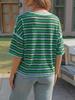 Womens Oversized Striped T Shirt Summer Short Sleeve Boxy Drop Shoulder Cropped Tee