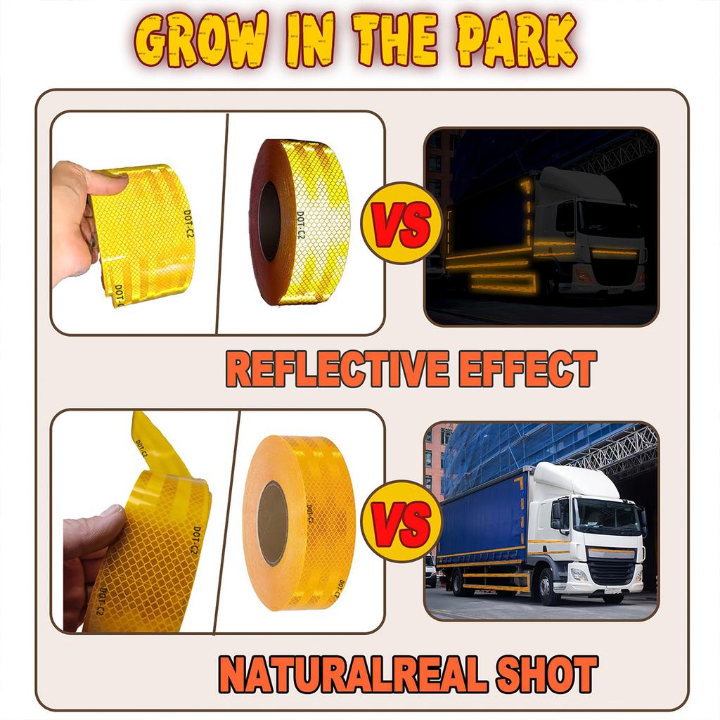 Car Reflective Tape Yellow DOT-C2 Auto Safety Warning Sticker Reflector Protective Tape Strip Film for Trucks Auto Motorcycle