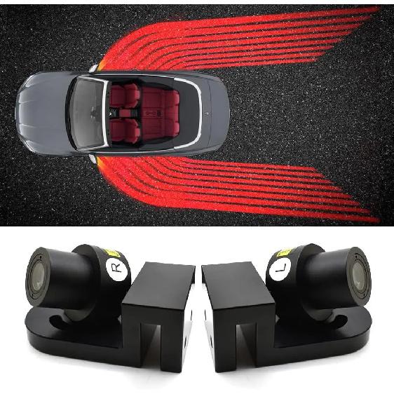 Car Body Projector Lights, HD Angel Wings Door Projector Ghost Shadow Light Kit, LED Welcome Projection Lights-Universal красный