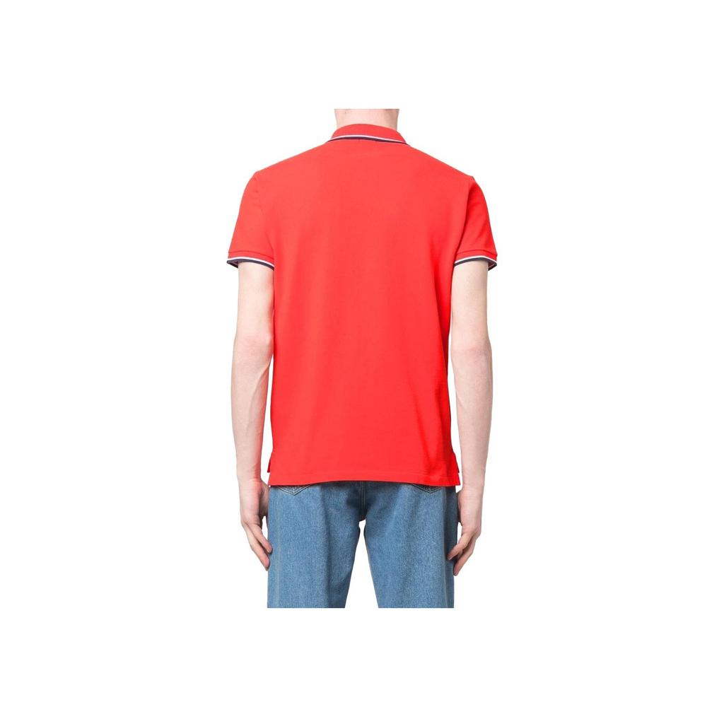 Polo Ralph Lauren Jednobarevné Polo Tričko s Krátkým Rukávem a Vyšívaným Malým Logem a Pruhovaným Límcem Pánské topy 710842621-004
