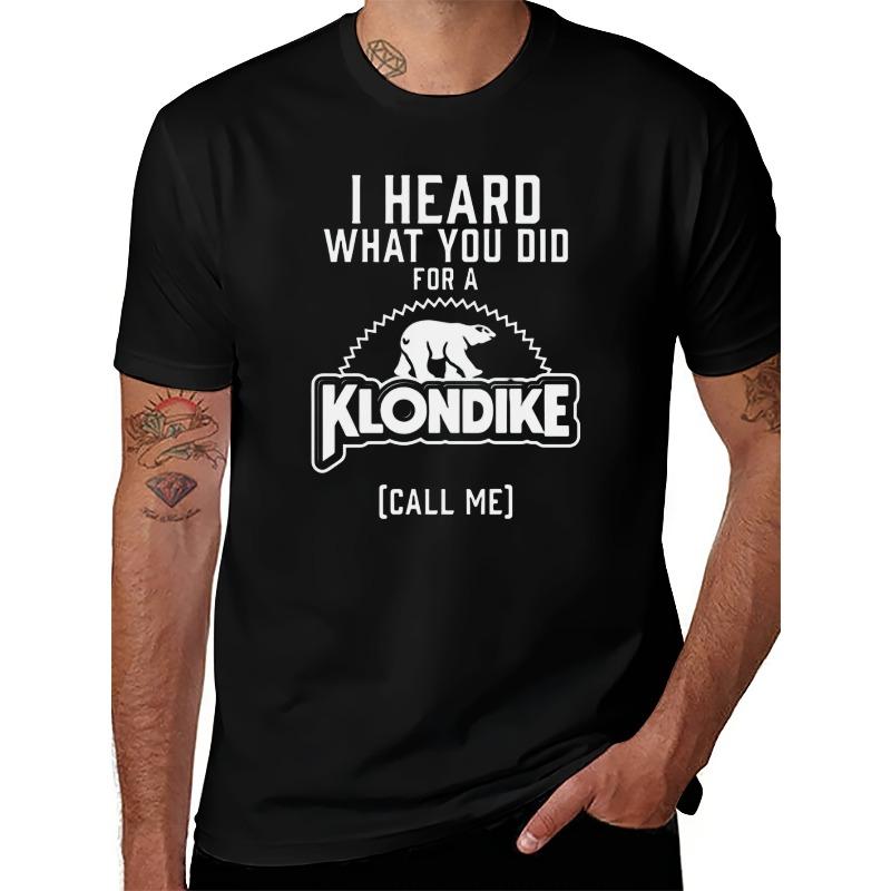 

European sizes Men S Funny Klondike T-Shirt | Crew Neck with Print Pattern, Casual Style, Regular Fit 4XL чорний