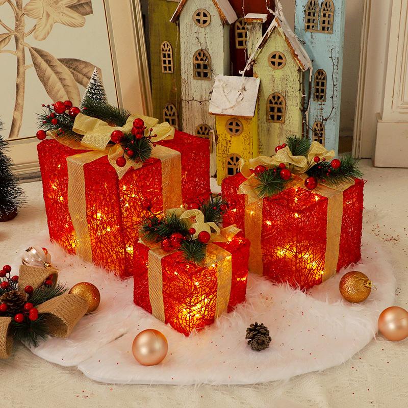 3 Pieces of Christmas Gift Boxes, Holiday Party Window Decorations, Christmas Tree Decorations, Christmas Gift Boxes, Gift Packs
