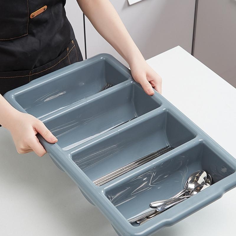 Plastic Silverware Holder with 4 Sections for Home Organization Four Compartments Kitchen Tool Organiser