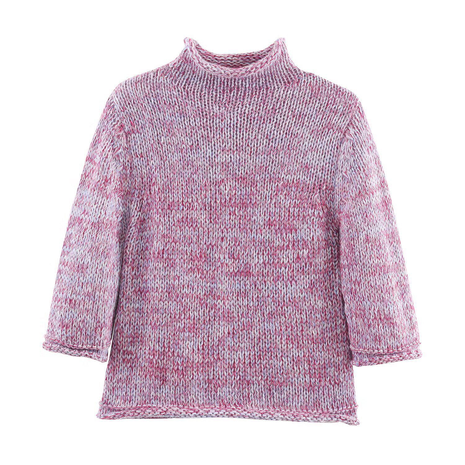 

Gradient Starry Sky Knitwear: Fashionable Casual Color-Blocking Style Medium рожевий