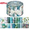 40Pcs Green Printed Precuts Fabric Jelly Rolls Sewing Material 6.3x25CM Cotton Strip DIY Cotton Craft Strips Plain Fabric