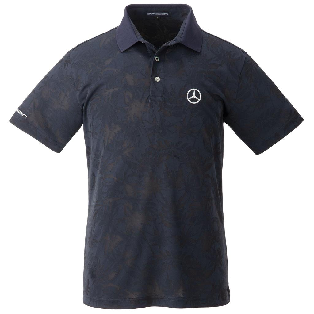 Genuine x Rosasen Mesh Jacquard Short Sleeve Polo Size LL [Mercedes-Benz Collection] Mercedes-Benz Shirt, Navy,