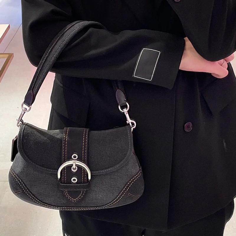 England style denim bags for women designer luxury bags and purses new in patch belt buckle decoration small cloth shoulder bag